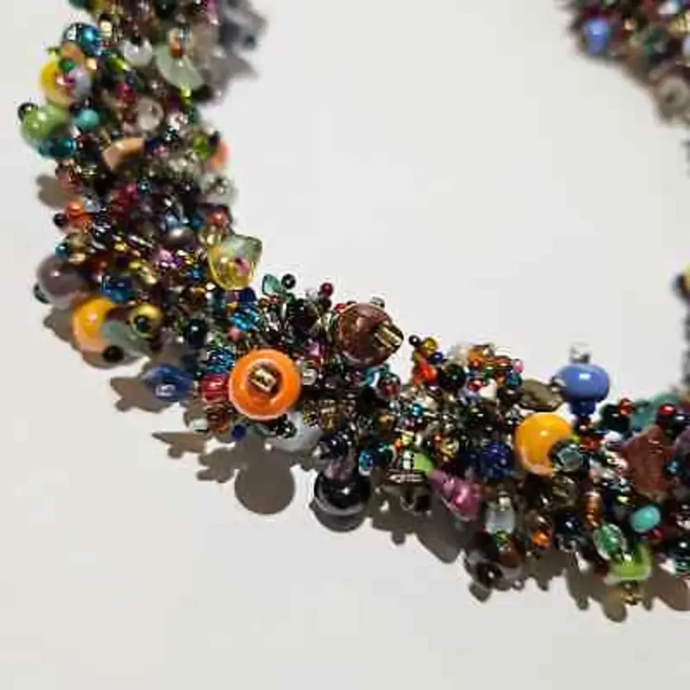 Chunky Glass‎ Bead Statement Necklace Magnetic Ball Clasp Multicolor